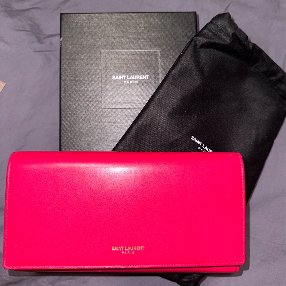 YSL continental wallet in pink WITH DUSTBAG AND BOX